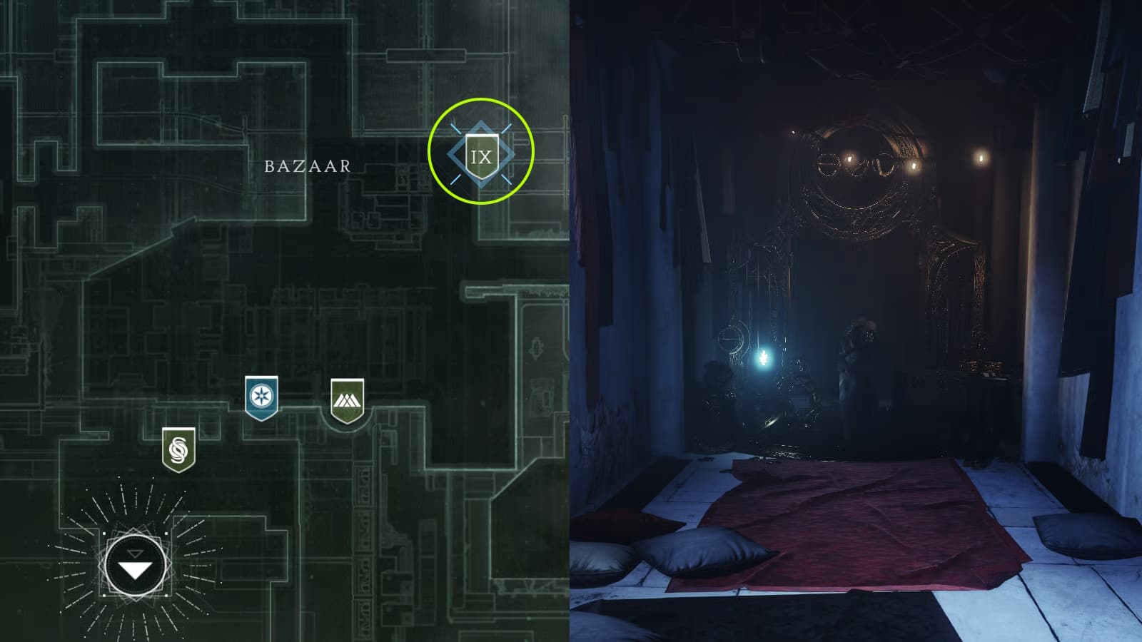 Destiny 2 Tower Bazaar path to Xur beside the Ramen Shop